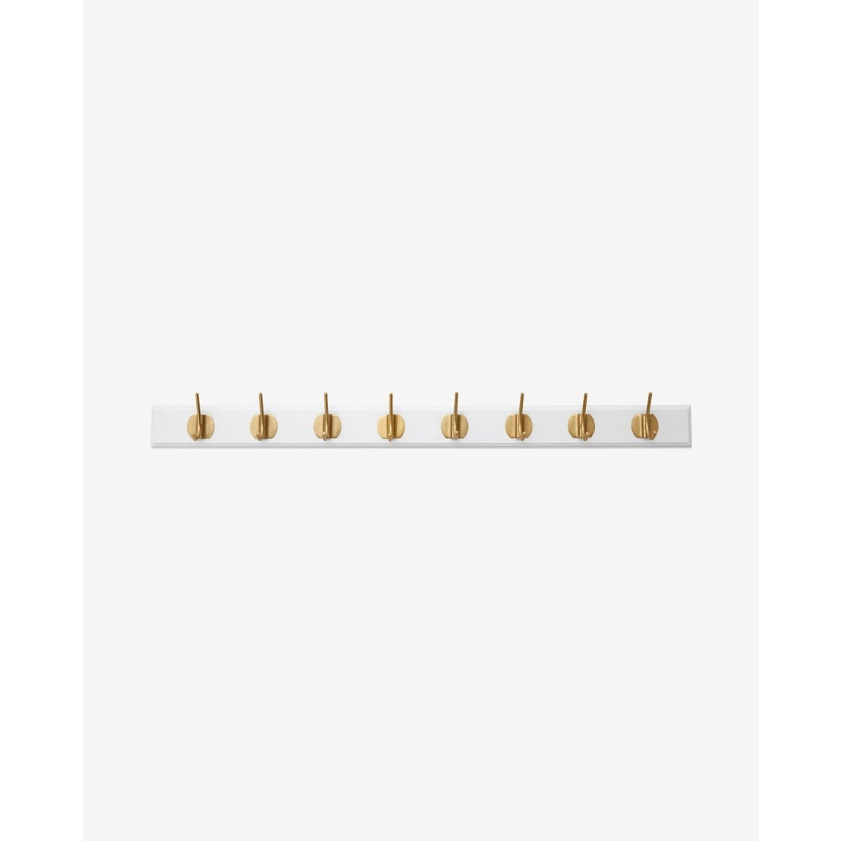 Edgy hooks in wood with 8 brass hooks - 90 cm - white