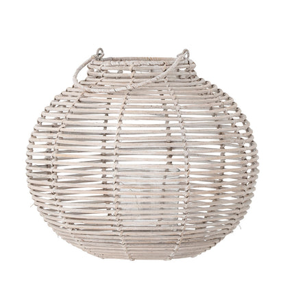 Bloomingville Malua lantern w/glass, white, rattan