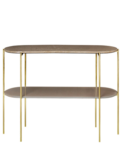 Cozy Living Laura Console Marbletable - Toffee Brown With Brass Base