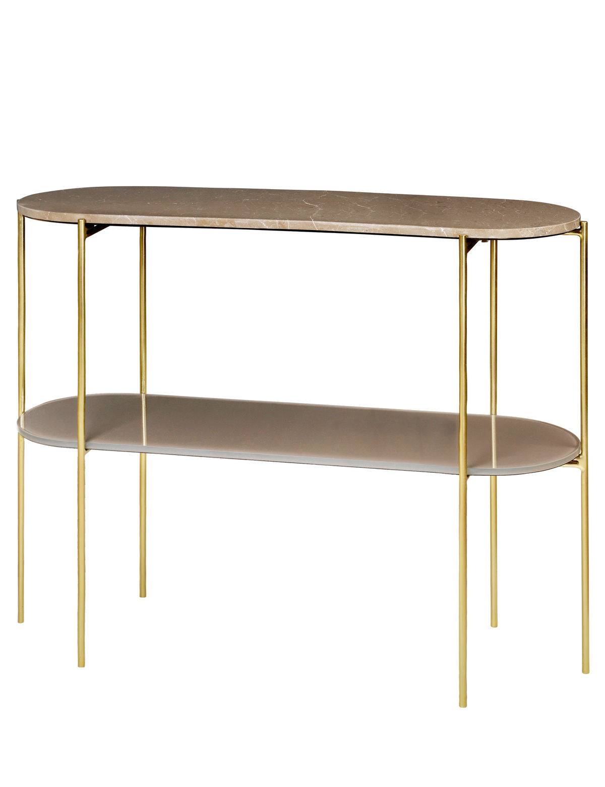 Cozy Living Laura Console Marbletable - Toffee Brown With Brass Base