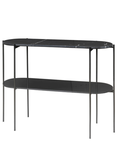 Cozy Living Laura Console Marbletable - Noir With Black Powder Base