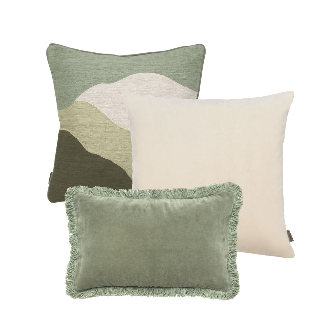 Cozy Living Rosie Patchwork Velvet Cushion - ARMY, SEAGRASS