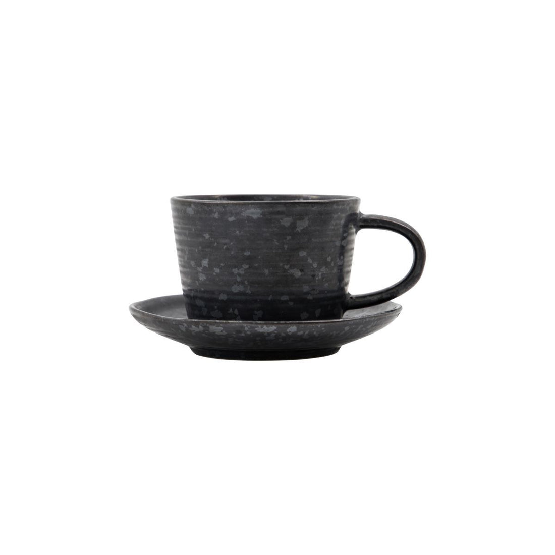 House Doctor cup with saucer, pion, black/brown