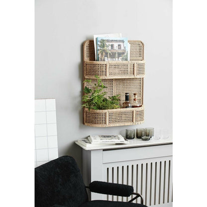 Nordal LUCCA shelf in rattan with wicker - 70x55 cm - natural