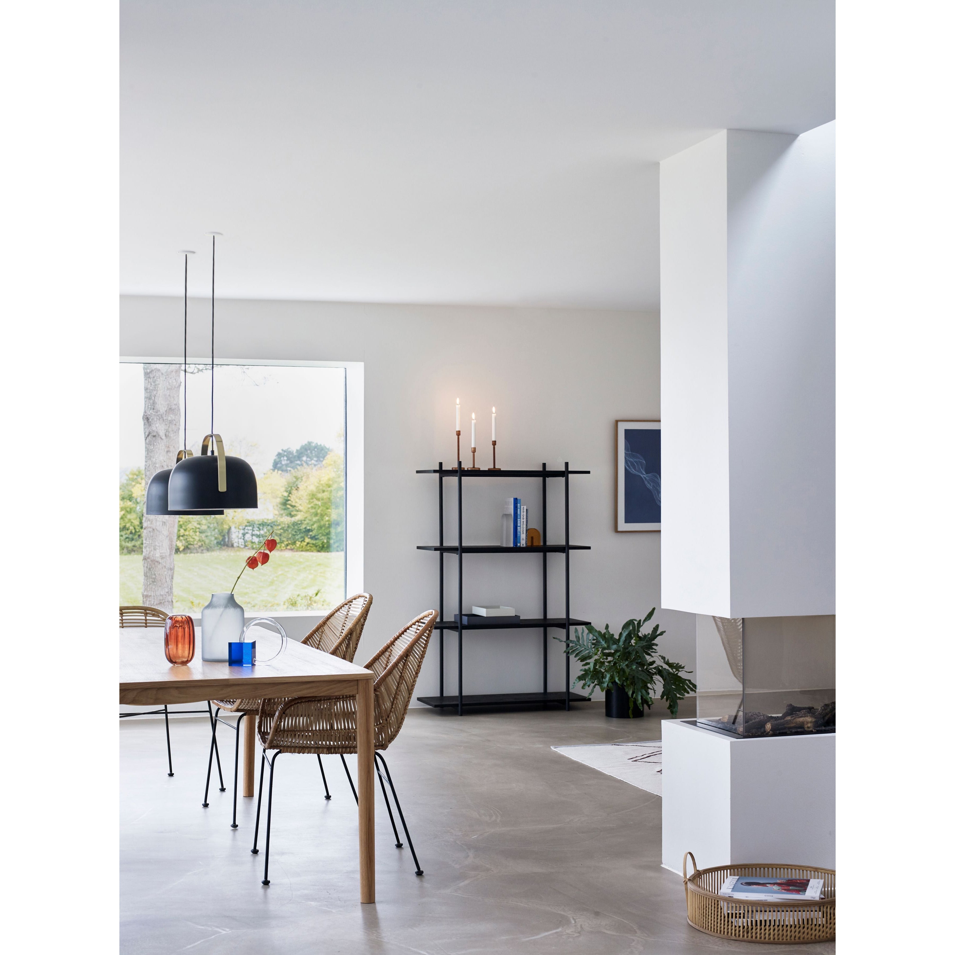 Hübsch - Shelf M/4 Shelves, Metal/Ask Trees, FSC, Black - 100x39xH150cm