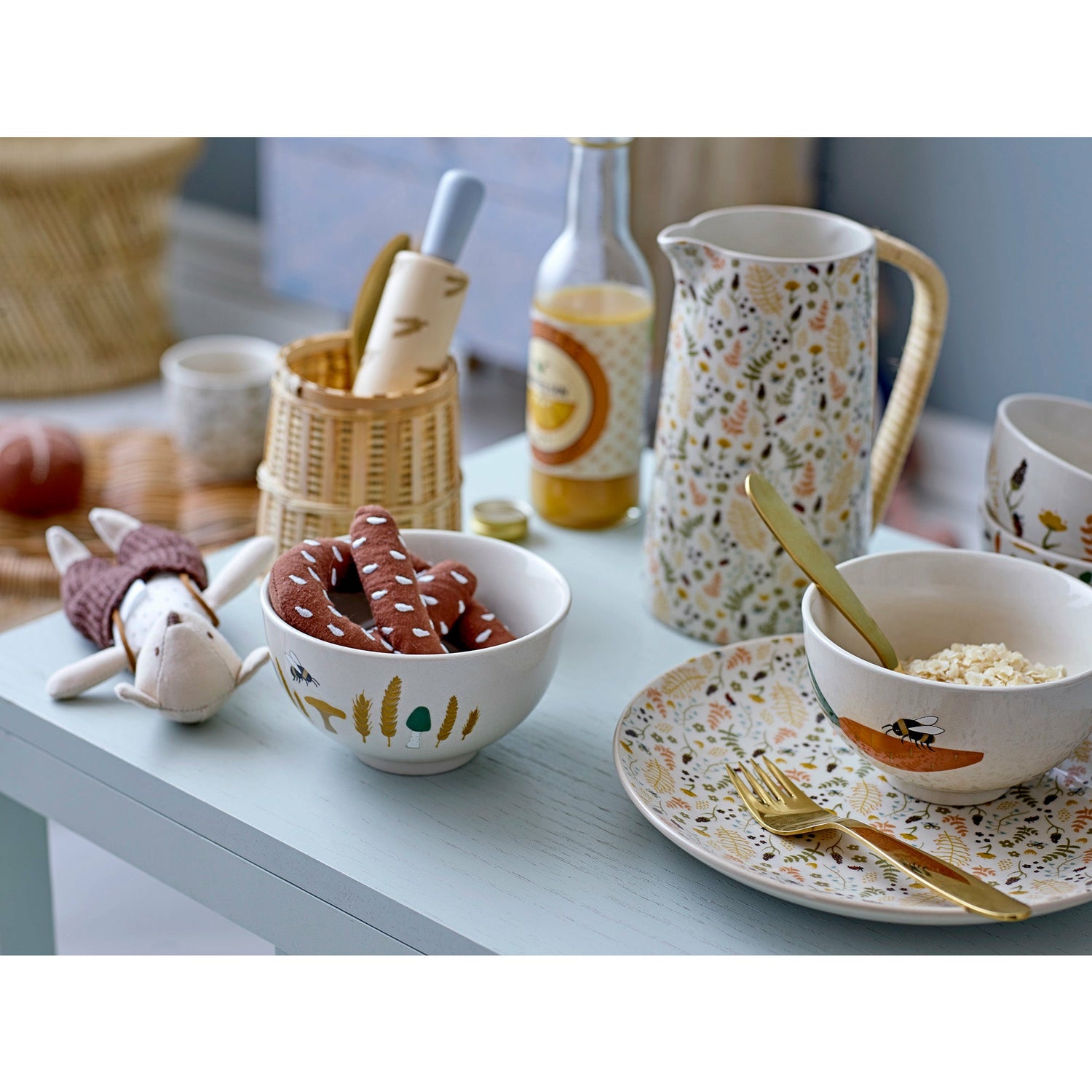 Snorre Legetøjsmad, Brun, Bomuld - L13xH4xW9 cm, Set of 6 - BLOOMINGVILLE MINI - DesignGaragen.dk