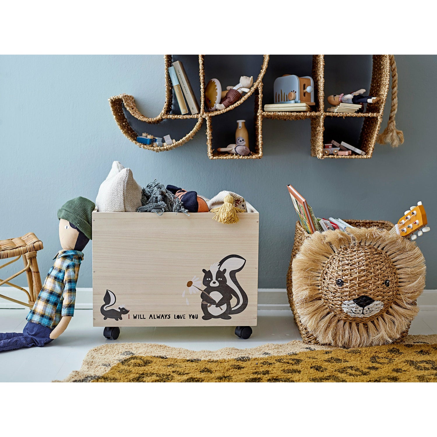 Sigge Doll, Blå, Bomuld - L15xH86,5xW10 cm - BLOOMINGVILLE MINI - DesignGaragen.dk