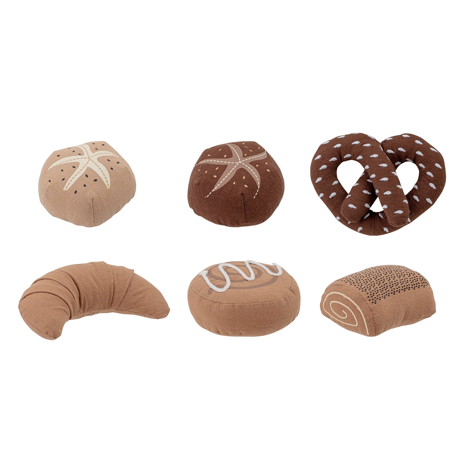 Snorre Legetøjsmad, Brun, Bomuld - L13xH4xW9 cm, Set of 6 - BLOOMINGVILLE MINI - DesignGaragen.dk